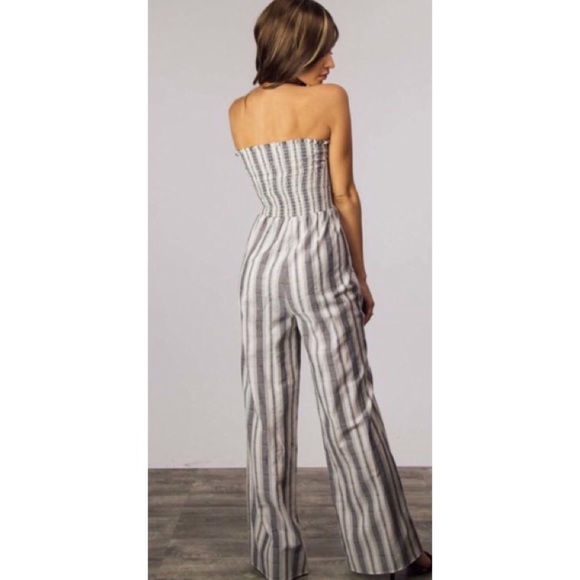 Smock Striped Wide-Leg Tube Jumpsuit - Picture 3 of 3